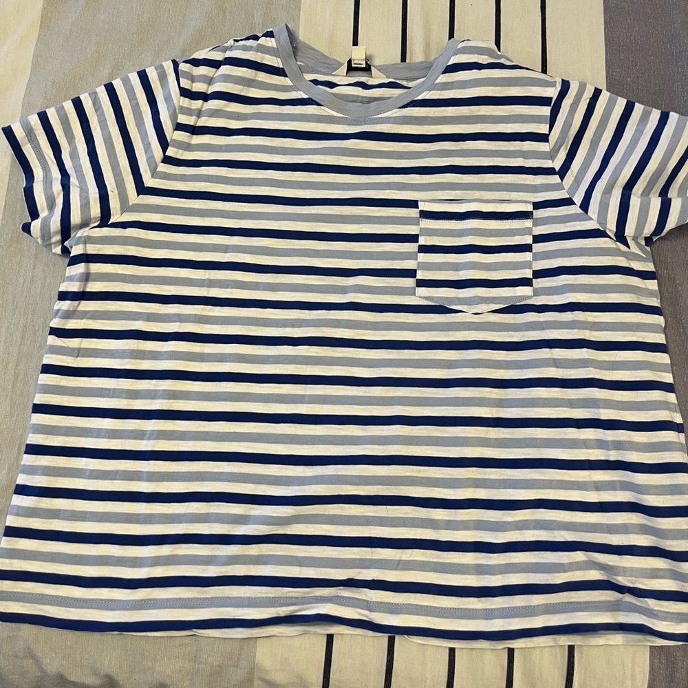 Blue and White Striped Marks & Spencer Shirt